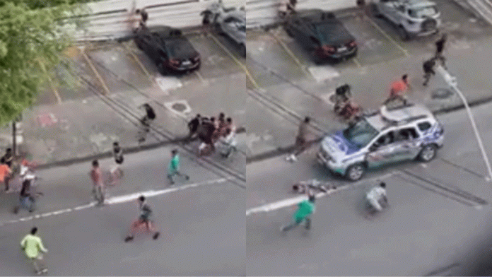 PE: viatura da PM atropela grupo durante briga em avenida
